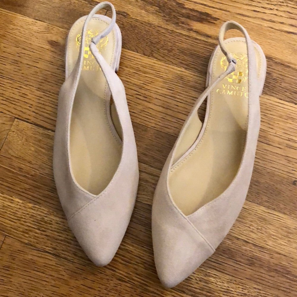 VINCE CAMUTO Beige Suede Jasenia Flats - Picture 3 of 6